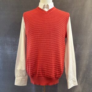 New Henry Jacobson, size Lg, watermelon silk/cotton sweater vest